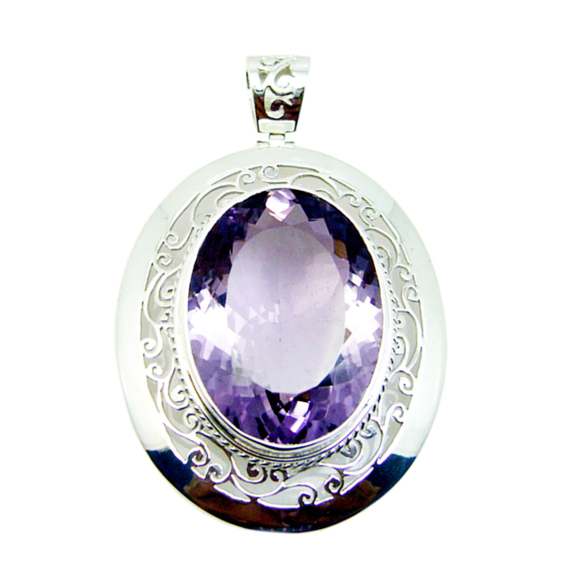 Riyo hermosas gemas ovaladas facetadas amatista púrpura colgante de plata regalo para esposa