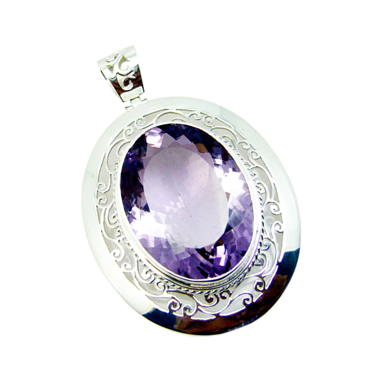 riyo bellissime gemme ciondolo in argento con ametista viola sfaccettata ovale, regalo per la moglie