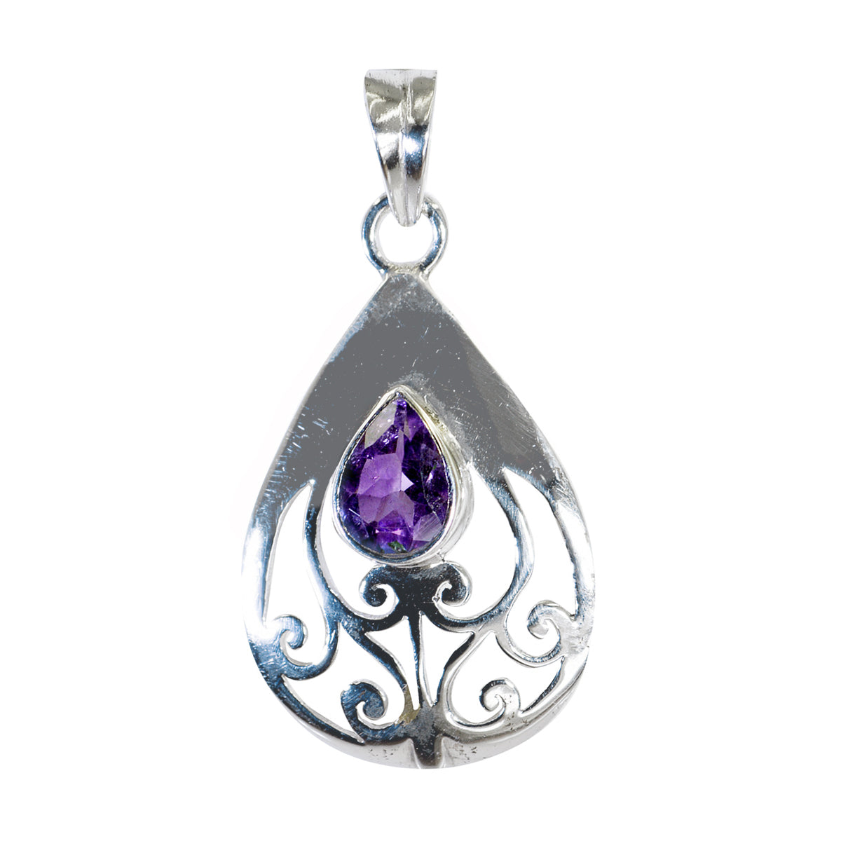 Riyo – pendentif en argent sterling 1009, pierre précieuse agréable, poire, améthyste violette à facettes, cadeau d'anniversaire