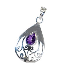 Riyo agradable piedra preciosa pera facetada amatista púrpura 1009 colgante de plata esterlina regalo para cumpleaños