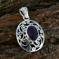Riyo irresistible piedra preciosa ovalada facetada amatista púrpura colgante de plata de ley regalo para un amigo
