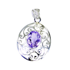 riyo irresistibile ciondolo in argento sterling con pietra preziosa ovale sfaccettata con ametista viola, regalo per un amico