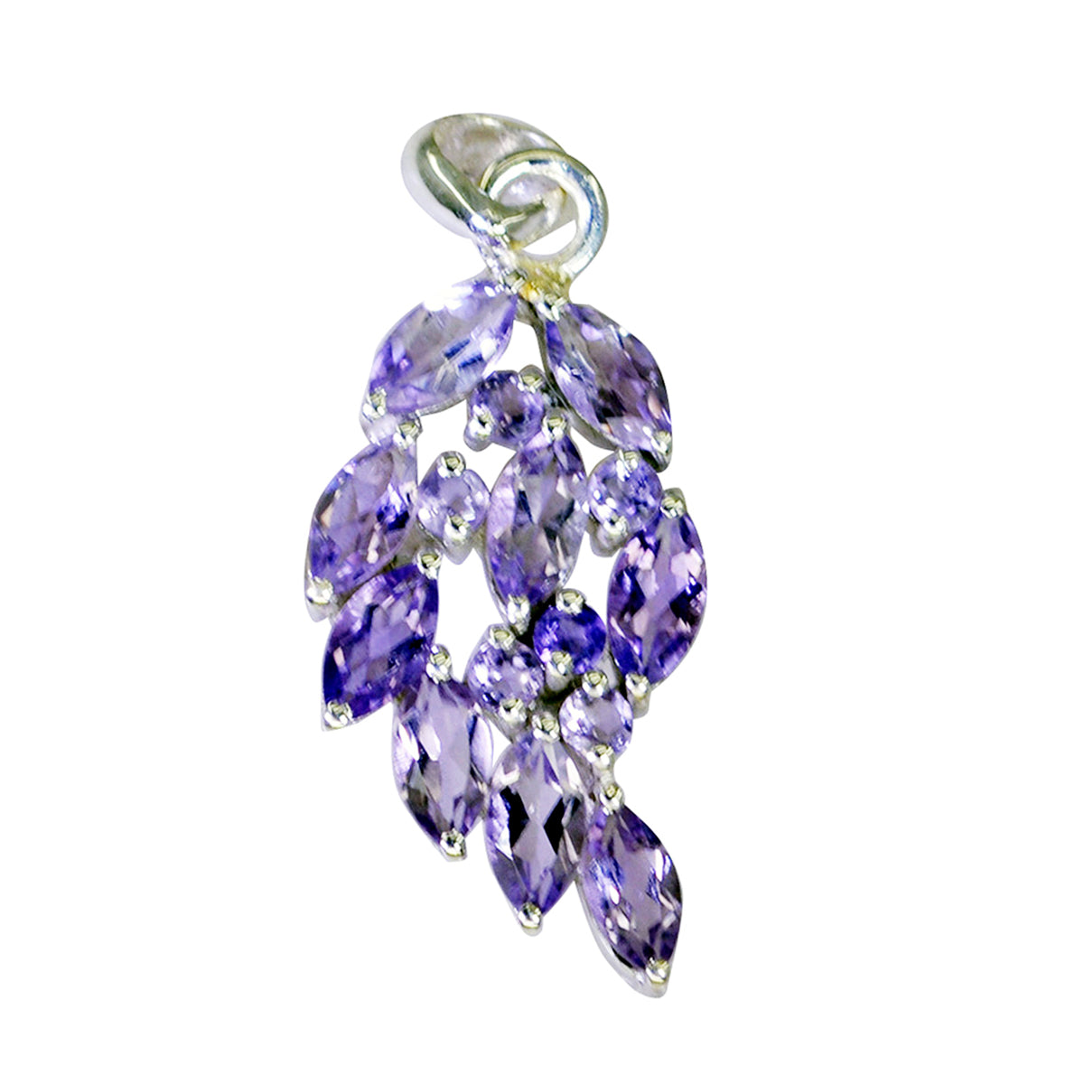 Серебряный кулон с граненым фиолетовым аметистом riyo, приятный драгоценный камень маркиза, подарок для друга