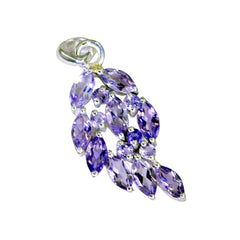 Riyo agradable piedra preciosa marquesa facetada amatista púrpura colgante de plata de ley regalo para un amigo