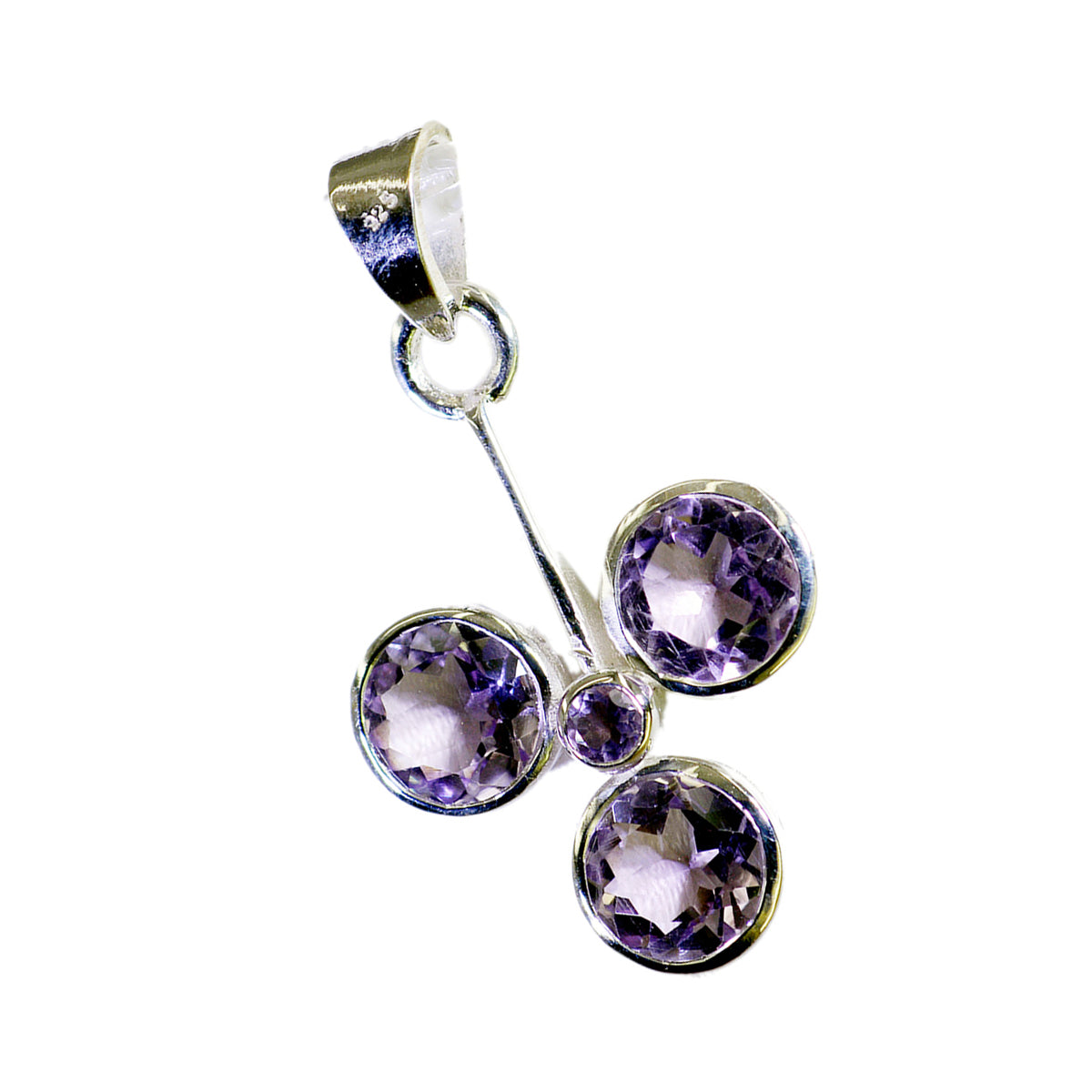 Riyo Delightful Gems runder facettierter lila Amethyst-Anhänger aus massivem Silber, Geschenk für Ostersonntag