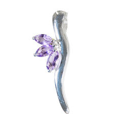 Riyo Bewitching Gems Marquise facettierter lila Amethyst-Silberanhänger, Geschenk zur Verlobung