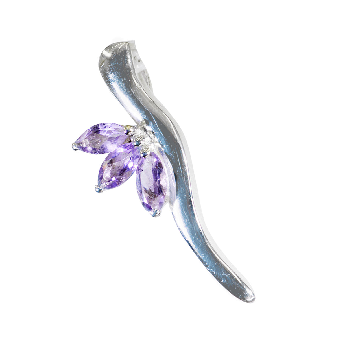 Riyo Bewitching Gems Marquise facettierter lila Amethyst-Silberanhänger, Geschenk zur Verlobung