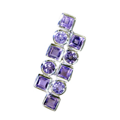 Riyo Spunky Gems Multi Facettierter Silberanhänger mit violettem Amethyst, Geschenk zum zweiten Weihnachtsfeiertag