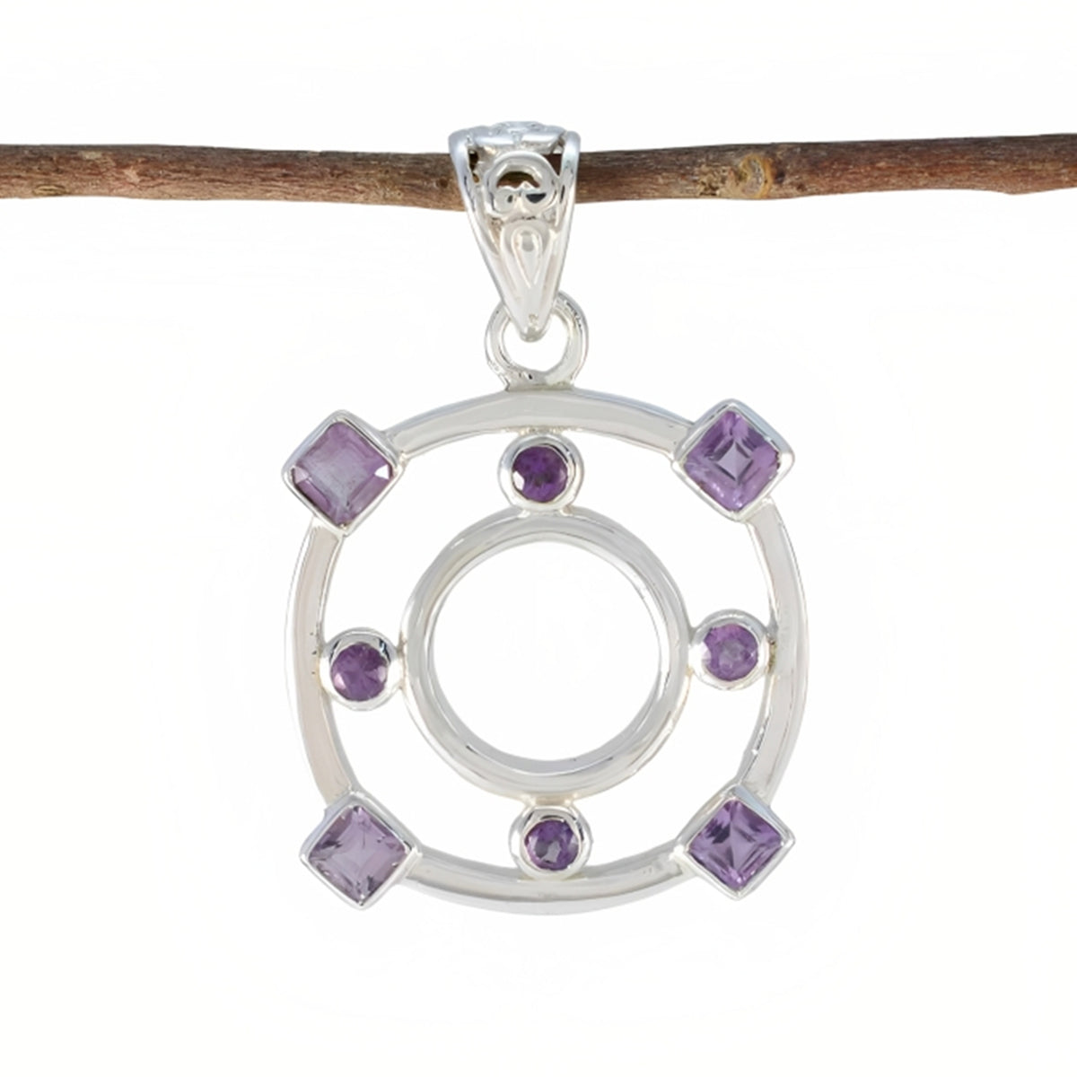 riyo jolies pierres précieuses pendentif en argent améthyste violette multi facettes cadeau pour sœur