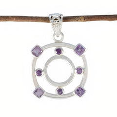 Riyo Pretty Gems Multi Faceted Purple Amethyst Silver Pendant Gift For Sister