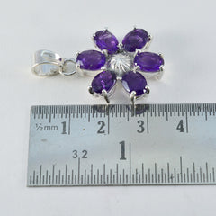 riyo, ciondolo in argento con gemme piacevoli, ovale sfaccettato, ametista viola, regalo per il fidanzamento