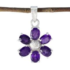 Riyo Plesing Gems colgante de plata de amatista púrpura facetado ovalado, regalo para compromiso