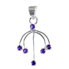 Riyo impresionantes gemas redondas facetadas amatista púrpura colgante de plata regalo para hermana