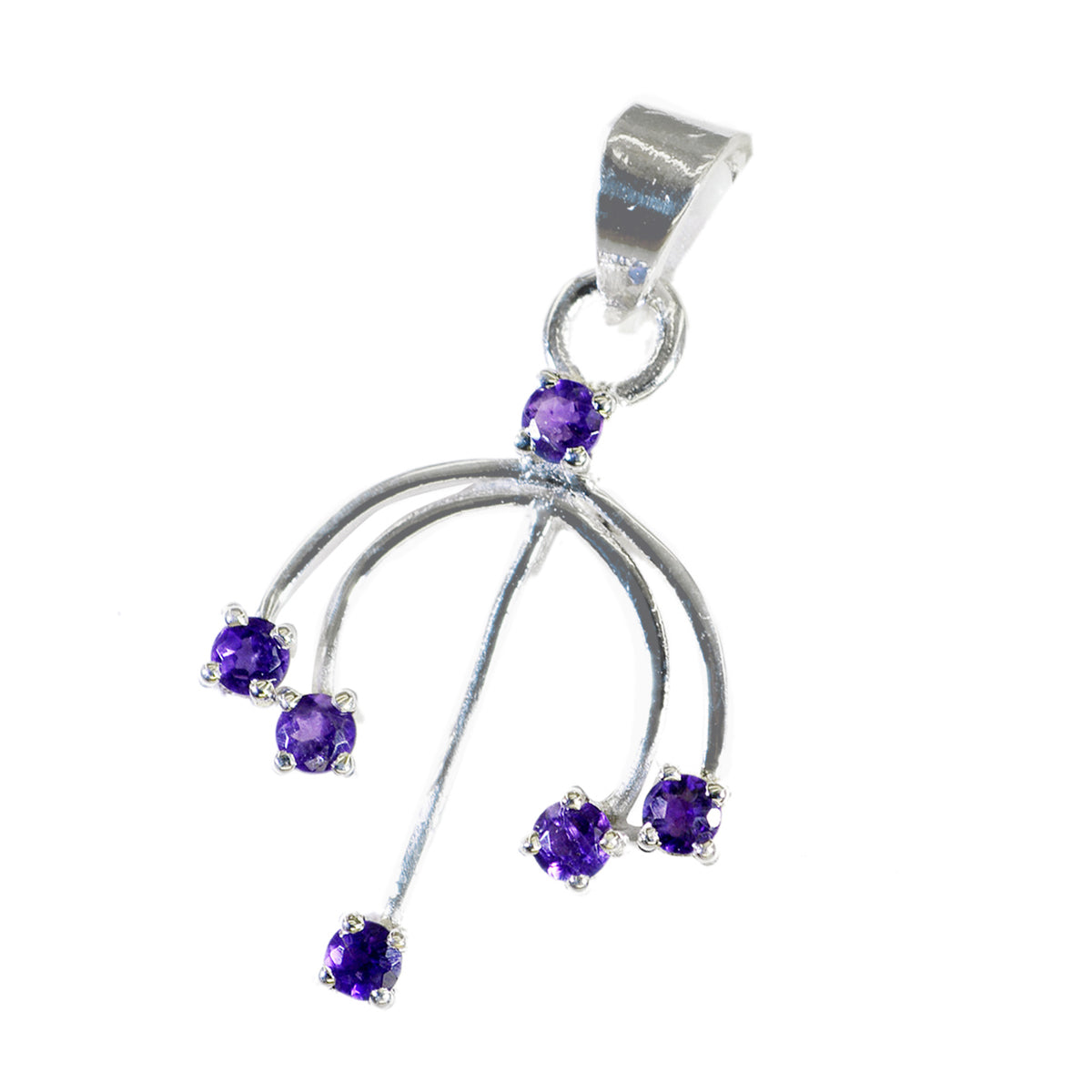 Riyo Atemberaubende Edelsteine runder facettierter violetter Amethyst-Silberanhänger als Geschenk für Schwester
