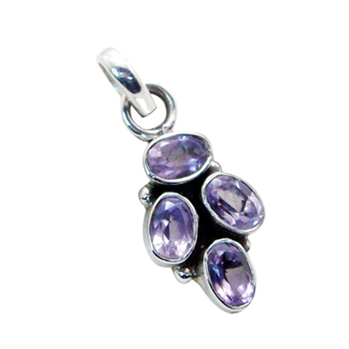 Riyo Foxy Gemstone Oval Faceted Purple Amethyst Sterling Silver Pendant Gift For Friend
