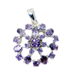 Riyo восхитительные драгоценные камни многогранный фиолетовый аметист серебряный кулон в подарок на день подарков