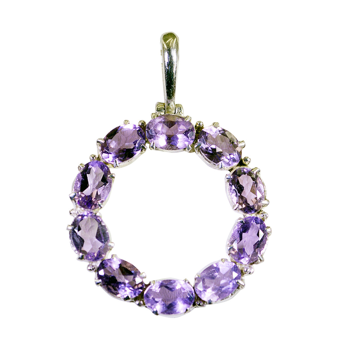 Riyo attrayant pierre précieuse ovale à facettes violet améthyste pendentif en argent sterling cadeau pour Noël