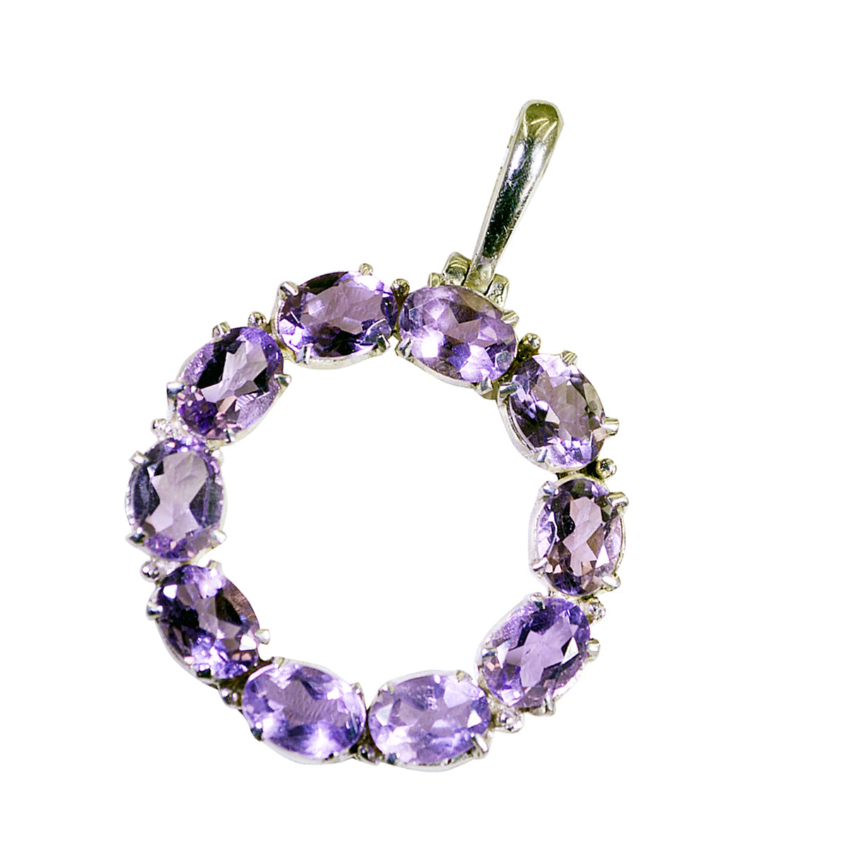 Riyo Appealing Gemstone Oval Faceted Purple Amethyst Sterling Silver Pendant Gift For Christmas