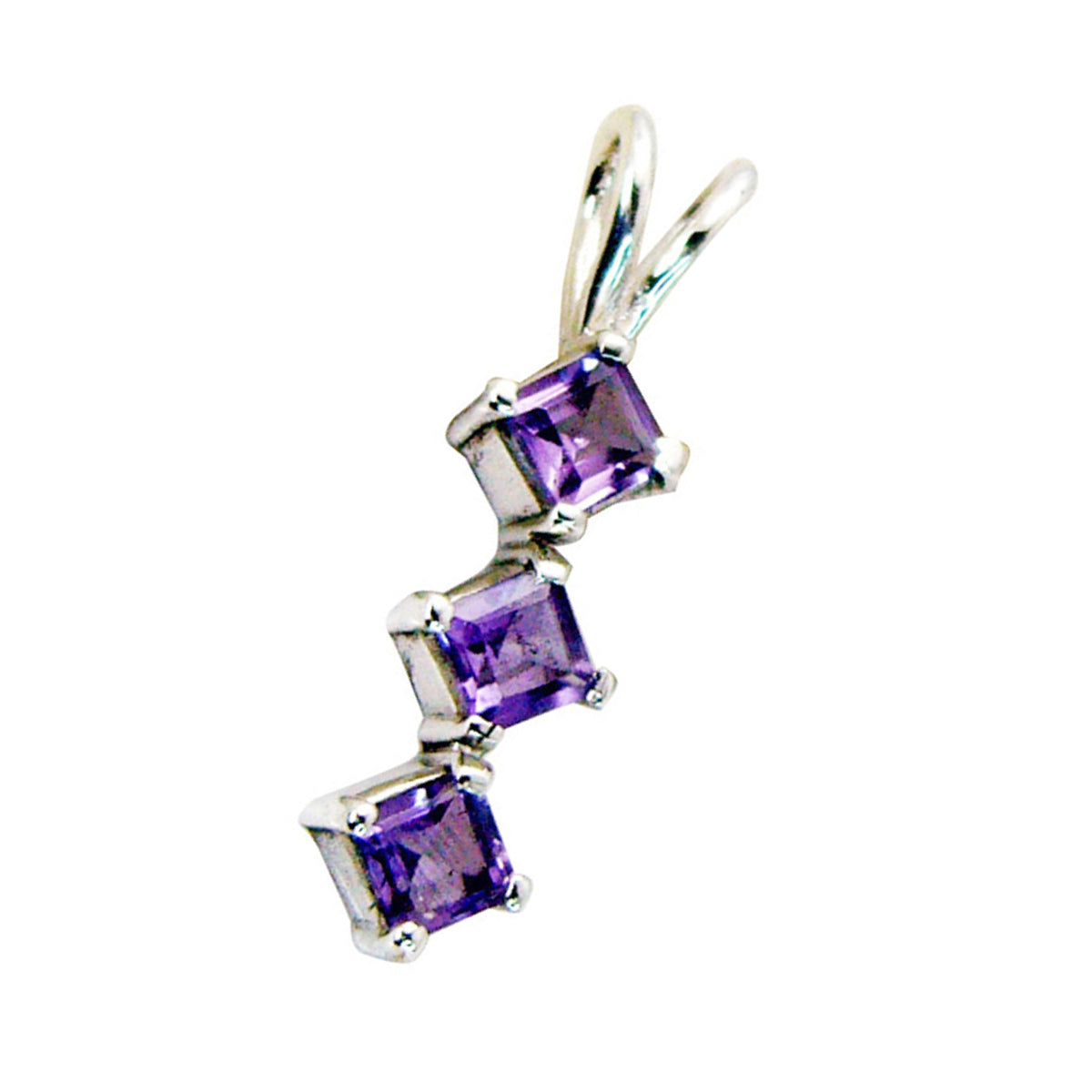 Кулон riyo с завораживающими драгоценными камнями, квадратный граненый фиолетовый аметист, цельное серебро, подарок на Страстную пятницу