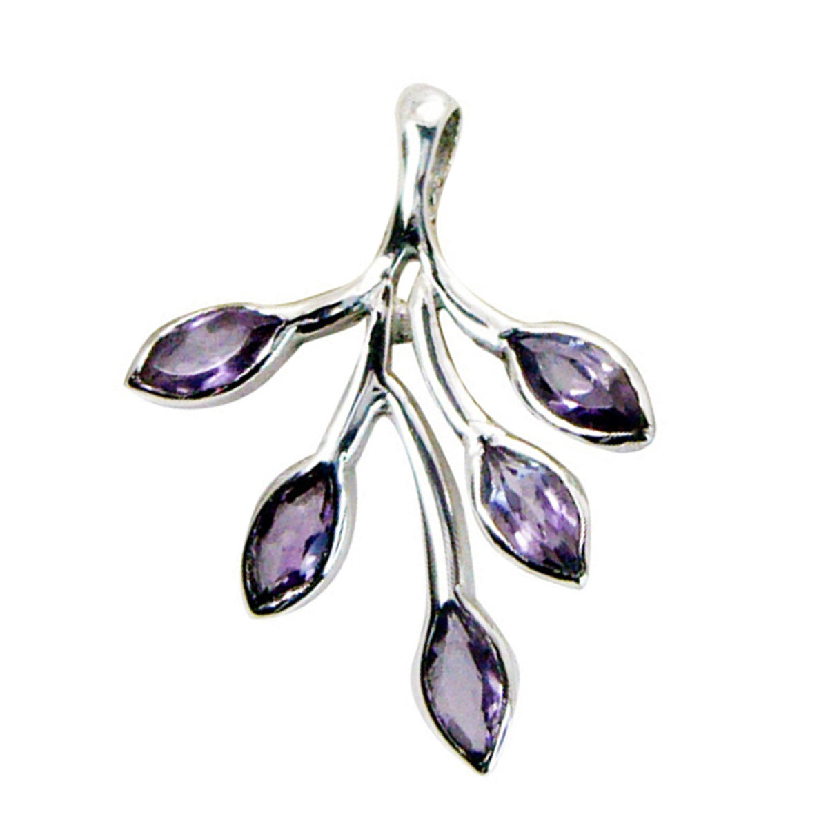 Riyo Elegant Gems Marquise facettierter violetter Amethyst-Silberanhänger, Geschenk zur Verlobung