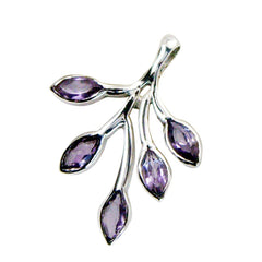 Riyo Elegant Gems Marquise facettierter violetter Amethyst-Silberanhänger, Geschenk zur Verlobung