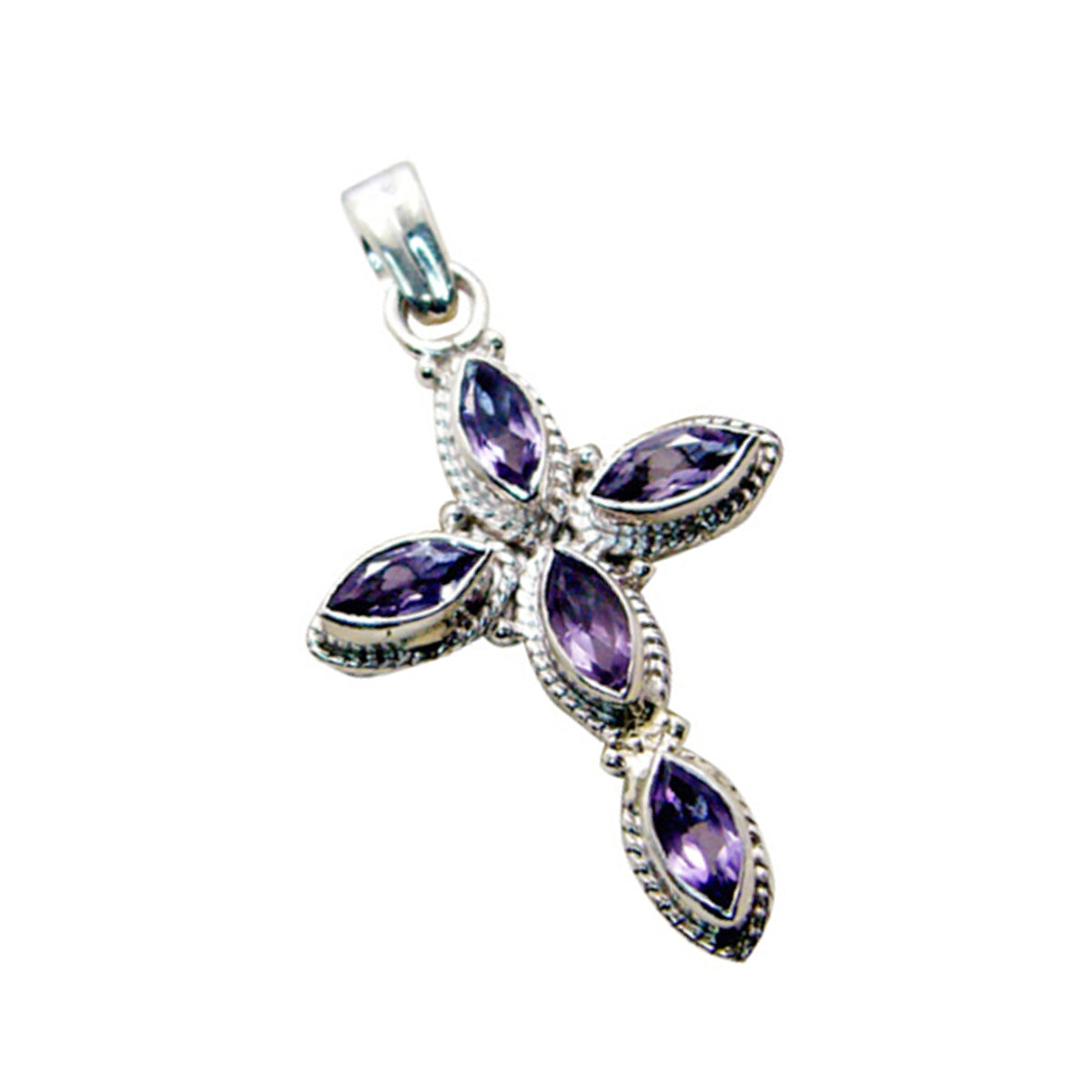riyo fit gemma marquise sfaccettata ametista viola pendente in argento sterling regalo per fatto a mano