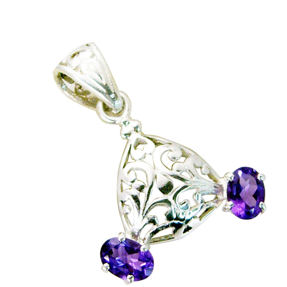 Riyo smashing gems oval facetado amatista púrpura colgante de plata maciza regalo para el Viernes Santo