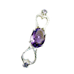 riyo милый драгоценный камень овальный граненый фиолетовый аметист серебряный кулон 1064 пробы подарок для подруги