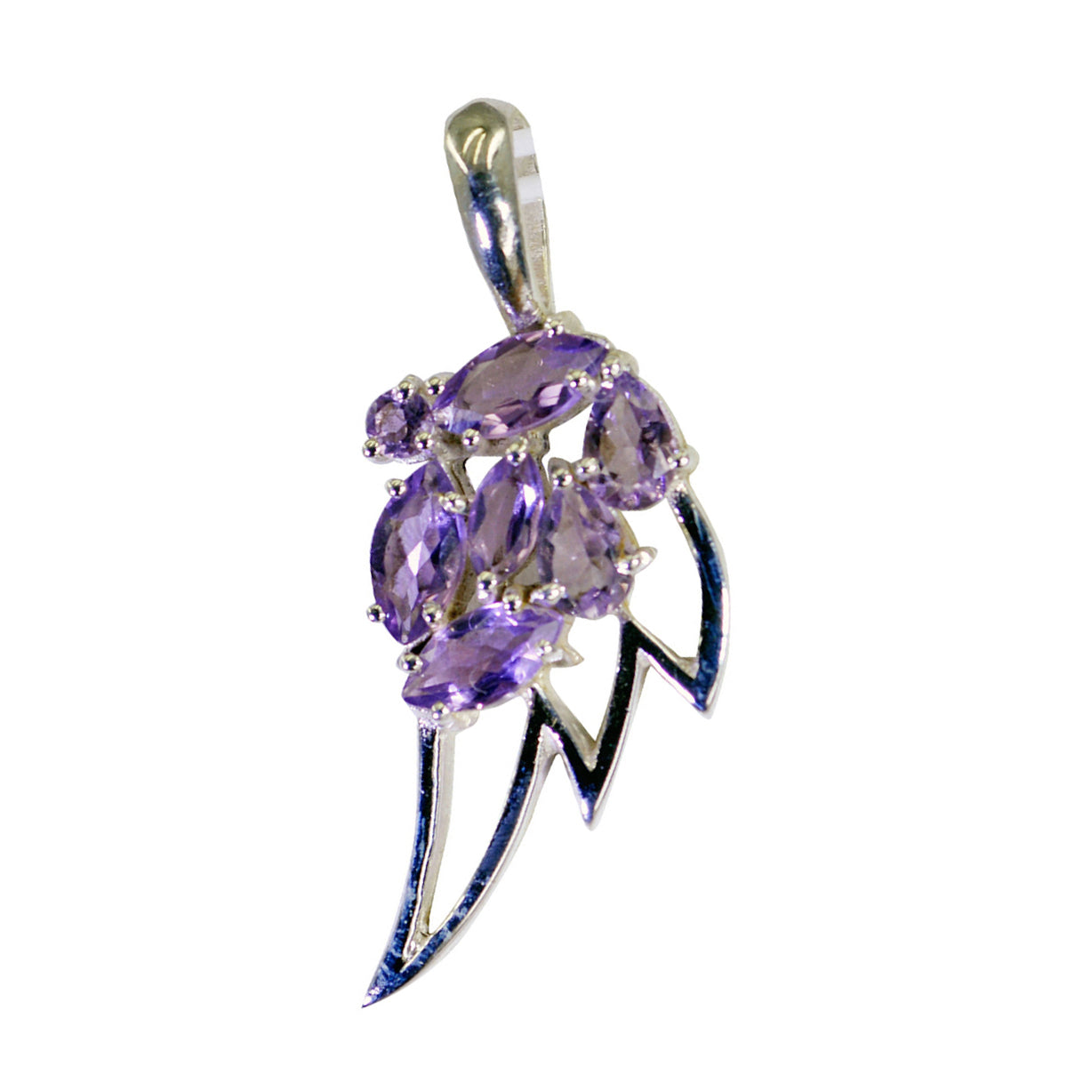 Riyo Foxy Gems Multi Faceted Purple Amethyst Silver Pendant Gift For Engagement