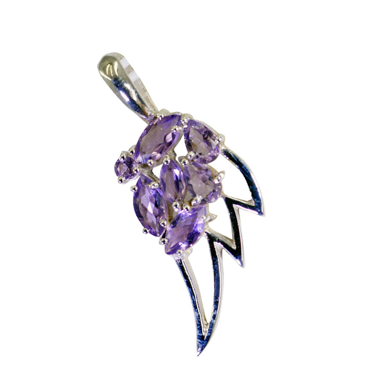 Серебряный кулон Riyo Foxy Gems с многогранным фиолетовым аметистом в подарок на помолвку