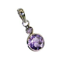 Riyo beaut piedra preciosa multifacetada amatista púrpura colgante de plata de ley regalo para un amigo