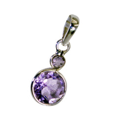 Riyo Beaut Gemstone Multi Faceted Purple Amethyst Sterling Silver Pendant Gift For Friend