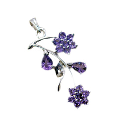Кулон riyo spunky gems, многогранный фиолетовый аметист из цельного серебра, подарок на годовщину