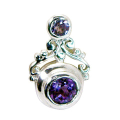 Riyo – pendentif rond en argent sterling avec améthyste violette à facettes, pierre précieuse naturelle, cadeau de noël