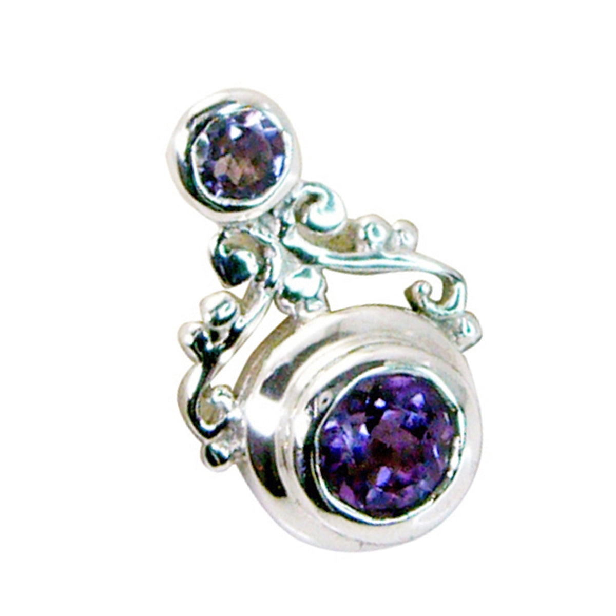 Riyo – pendentif rond en argent sterling avec améthyste violette à facettes, pierre précieuse naturelle, cadeau de noël