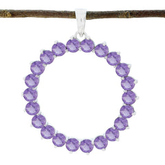 Riyo preciosas gemas redondas facetadas amatista púrpura colgante de plata regalo para compromiso