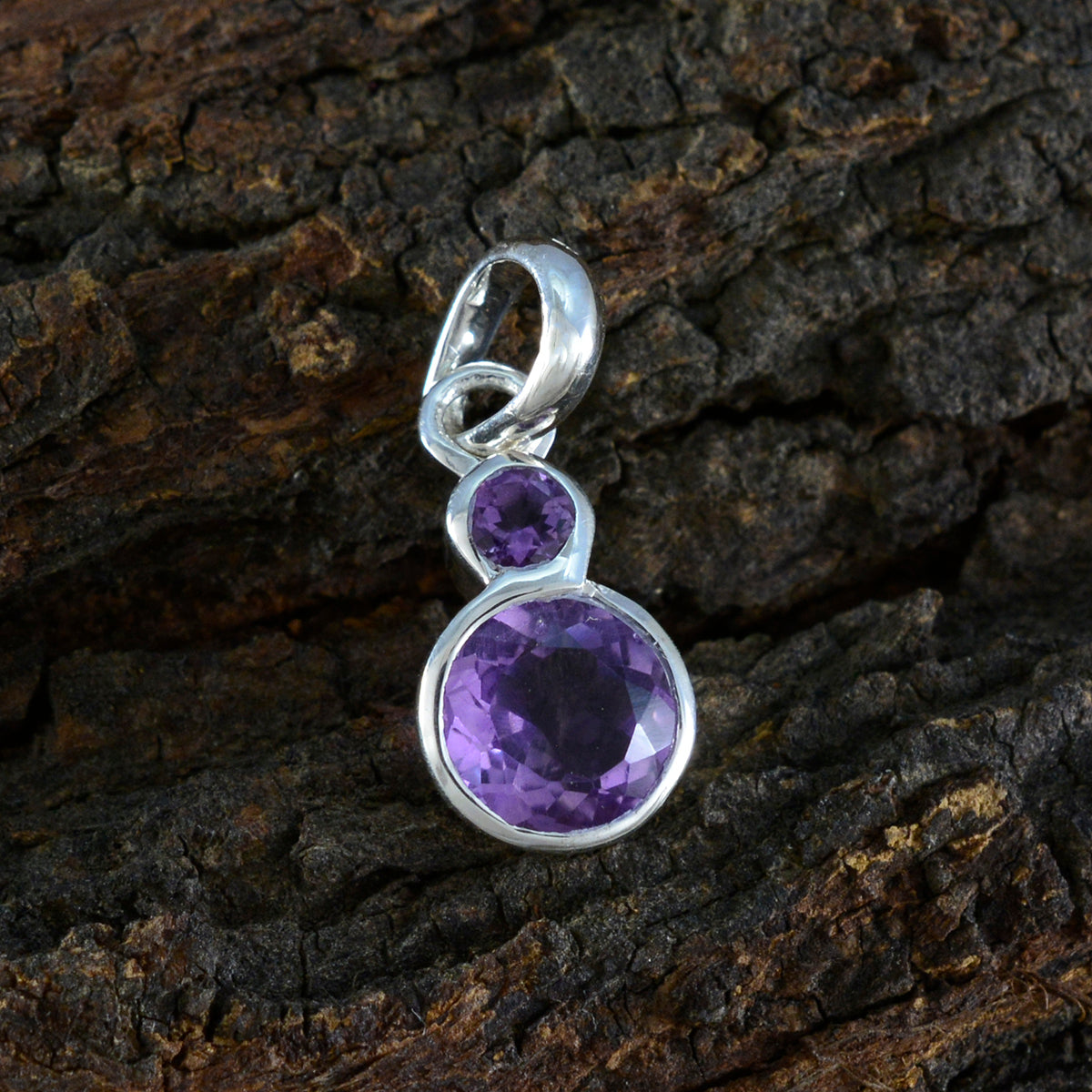 Серебряный кулон riyo с очаровательными драгоценными камнями, круглый граненый фиолетовый аметист, подарок на день подарков