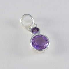 Серебряный кулон riyo с очаровательными драгоценными камнями, круглый граненый фиолетовый аметист, подарок на день подарков
