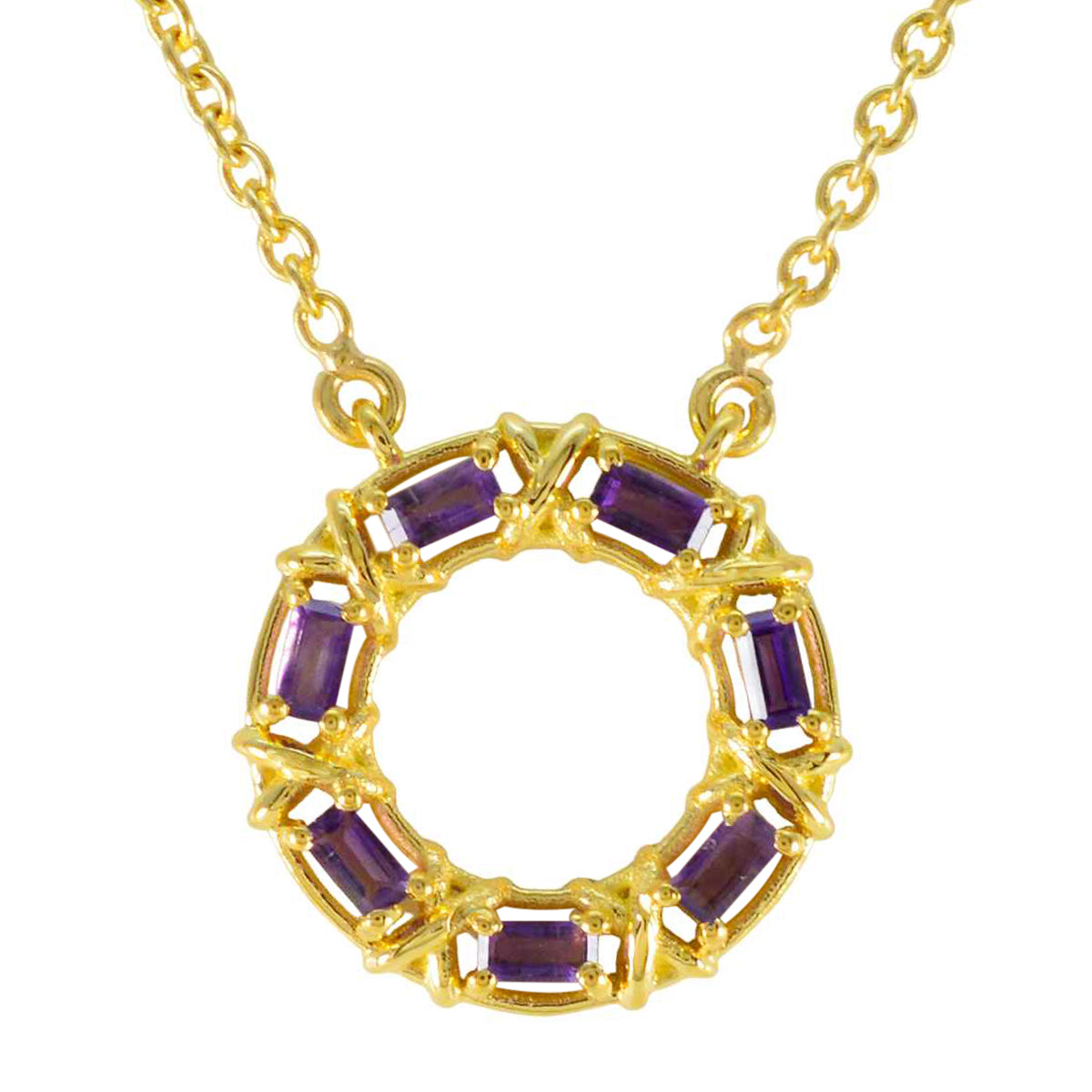 Riyo Beauteous Gems Baguette Faceted Purple Amethyst Silver Pendant Gift For Engagement