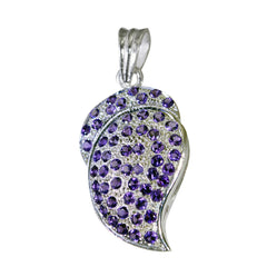 Riyo Gorgeous Gems Round Faceted Purple Amethyst Solid Silver Pendant Gift For Easter Sunday