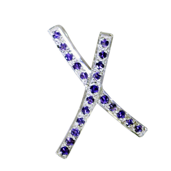 Riyo Tasty Gemstone Round Faceted Purple Amethyst 1109 Sterling Silver Pendant Gift For Birthday