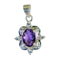 Riyo foxy gems colgante de plata de amatista púrpura facetado ovalado regalo para hermana