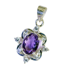 riyo foxy gems ovale facettes violet améthyste pendentif en argent cadeau pour sœur