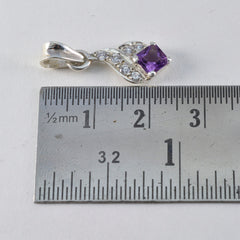 riyo, ciondolo in argento con gemme quadrate sfaccettate, ametista viola, regalo per il giorno di Santo Stefano