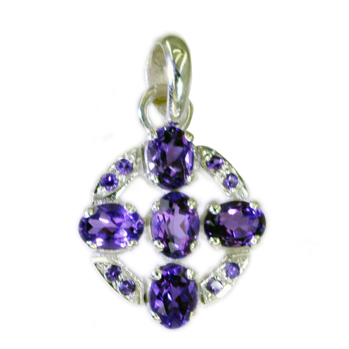 Riyo Alluring Gemstone Oval Faceted Purple Amethyst 1115 Sterling Silver Pendant Gift For Teachers Day