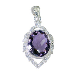 riyo mignon pierres précieuses ovale à facettes violet améthyste pendentif en argent massif cadeau pour mariage