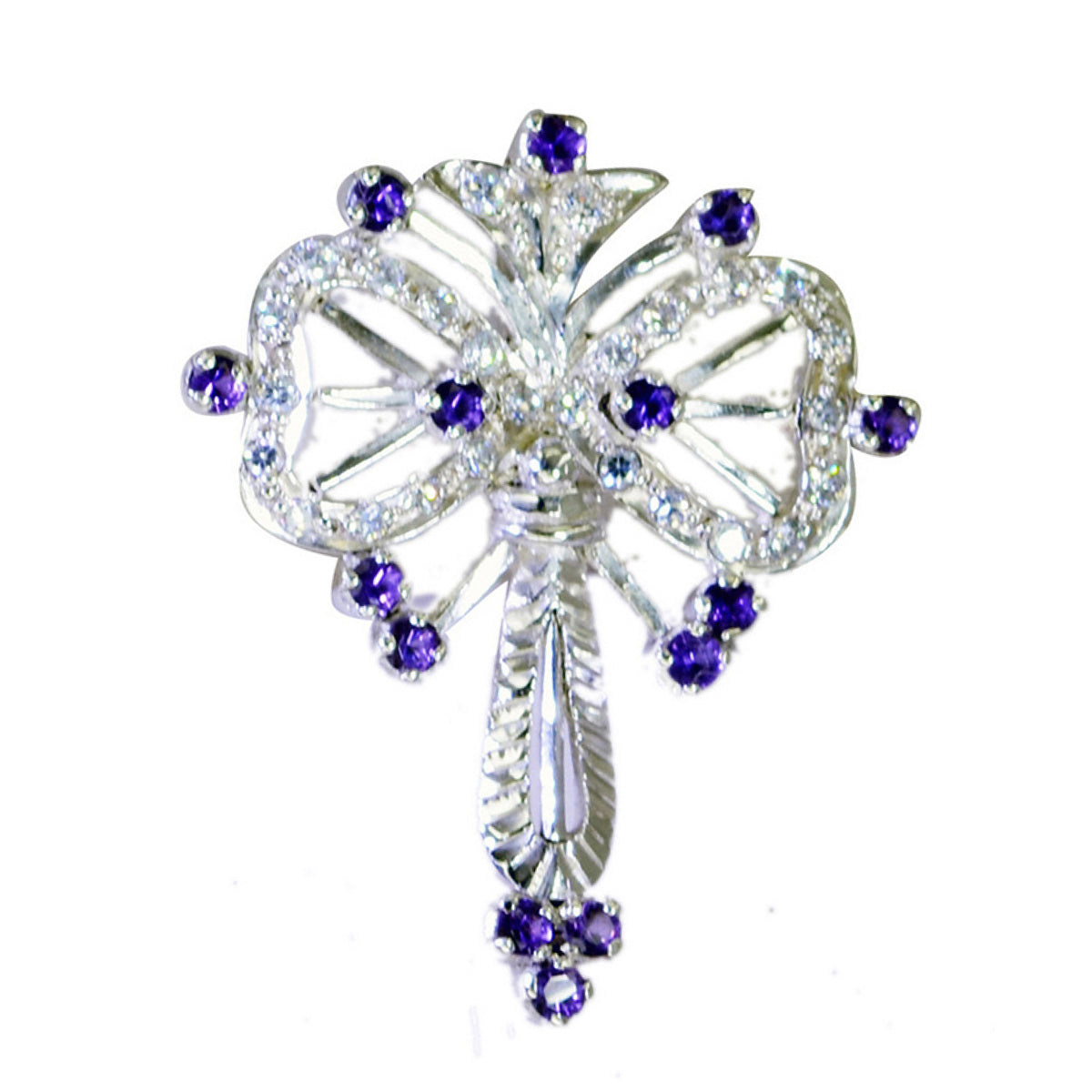 Riyo hermosas gemas redondas facetadas amatista púrpura colgante de plata maciza regalo para el Viernes Santo