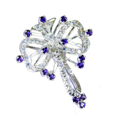 Riyo bellissime gemme rotonde sfaccettate con ametista viola pendente in argento massiccio, regalo per il Venerdì Santo