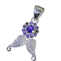 Подвеска из стерлингового серебра 1124 пробы с фиолетовым аметистом riyo, круглый граненый драгоценный камень, подарок для подруги