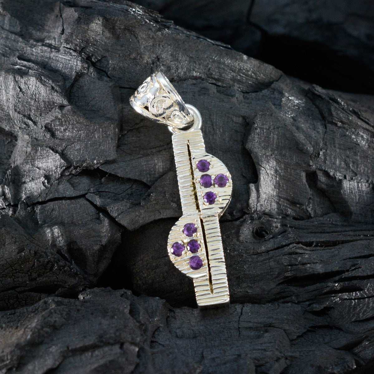 Riyo – pendentif rond en argent, améthyste violette à facettes, pierres précieuses naturelles, cadeau de fiançailles